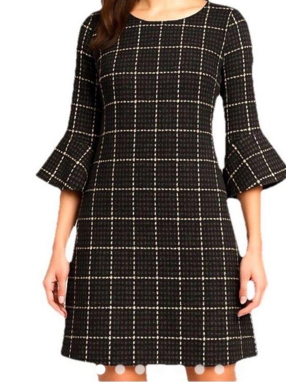 Ronni Nicole plaid Windowpane Long Sleeve Shift Dress